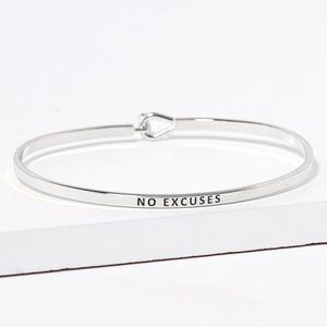 NO EXCUSES  Fun Inspirational Message Bracelet Silver Tone